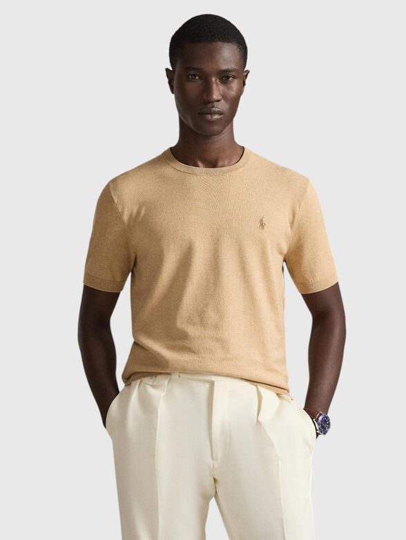 Short-sleeved sweater with embroidered logo - 1