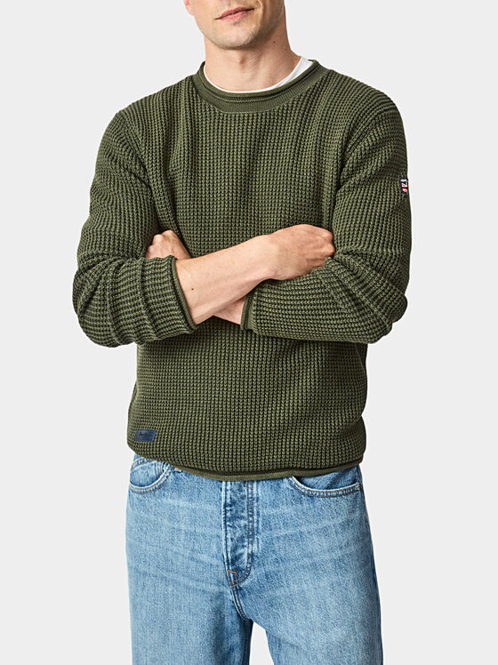 Зелен памучен пуловер STEVEN - 1