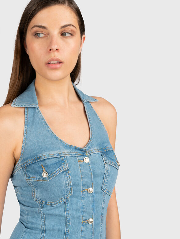 Denim dress with halter neckline  - 4