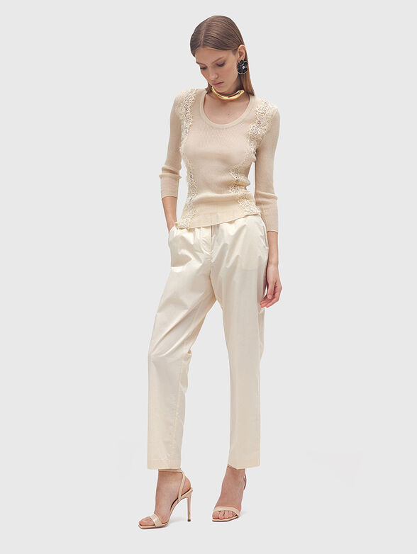 Cotton sweater with oval neckline - 2