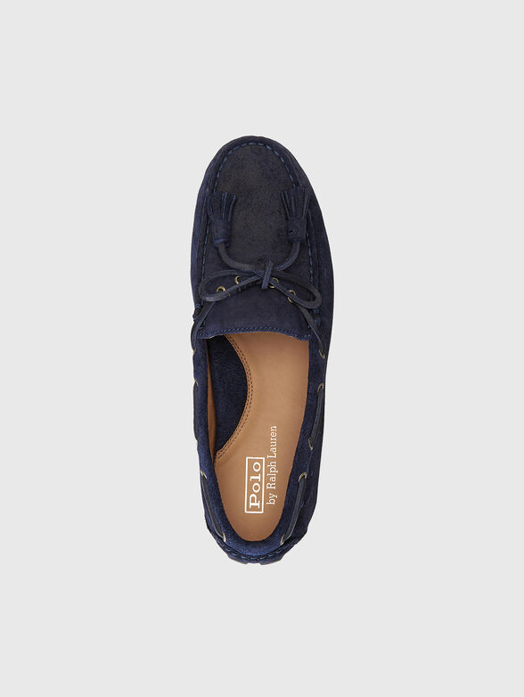 Dark blue leather moccasins - 4