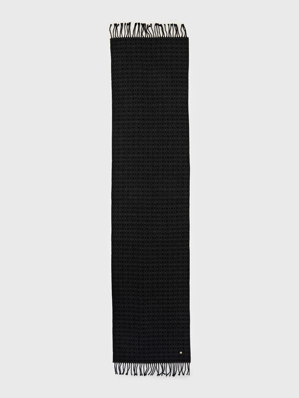 Long wool blend scarf with accent print - 2