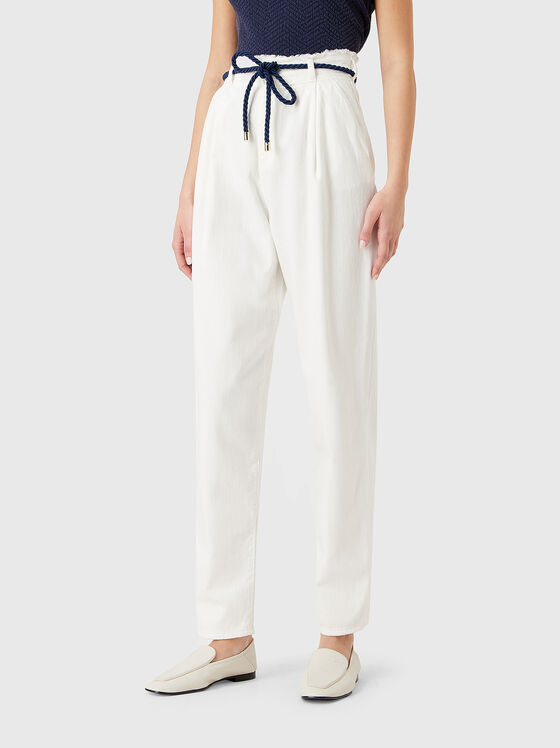 Бял памучен панталон  - 1