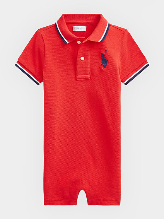 Червен гащеризон с лого бродерия - 1