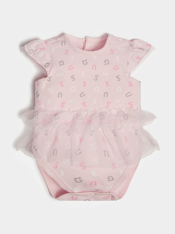 Pink bodysuit with monogram logo motif - 1