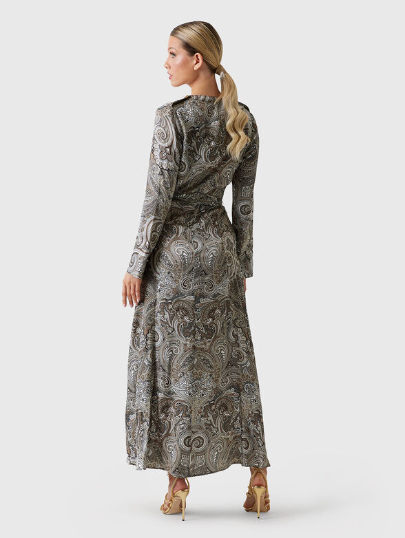 BRITNEY long sleeve maxi dress with accent print - 2