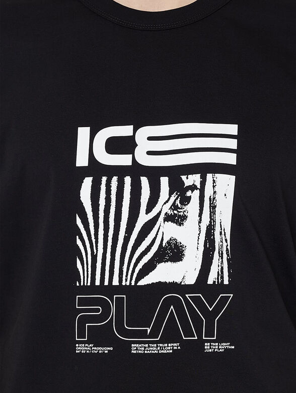 Contrast logo print T-shirt  - 3