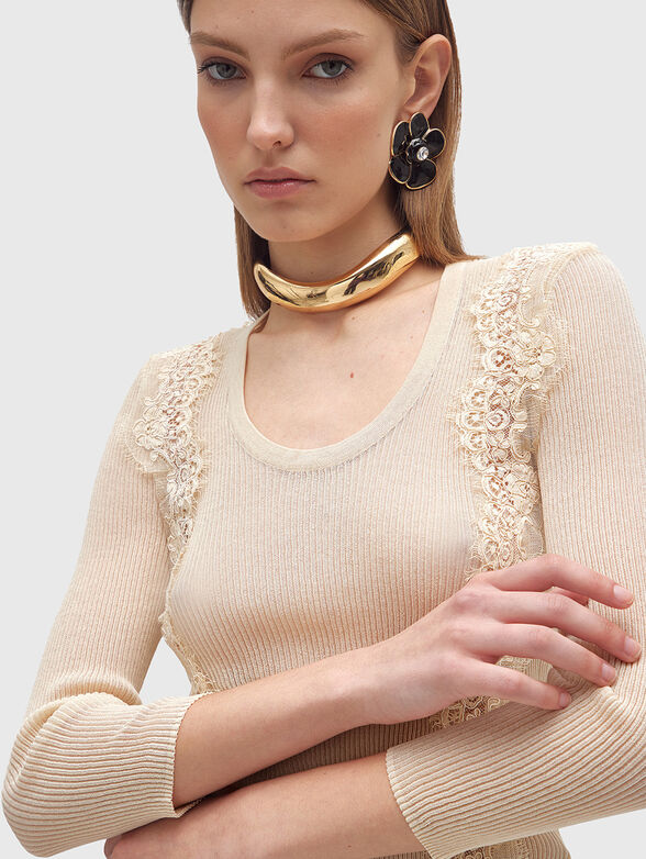 Cotton sweater with oval neckline - 4