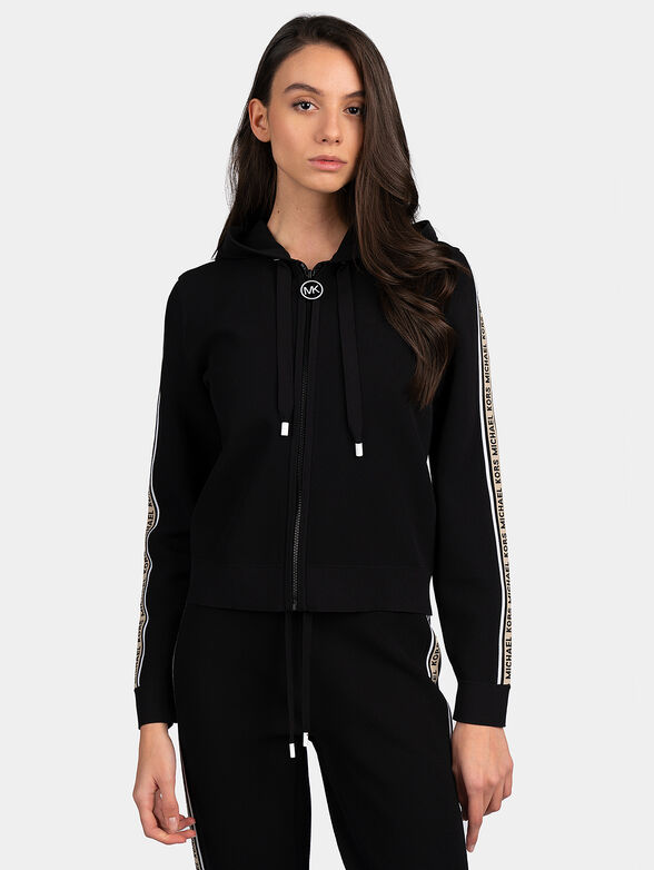 Black sweatshirt with branded stripes - 1