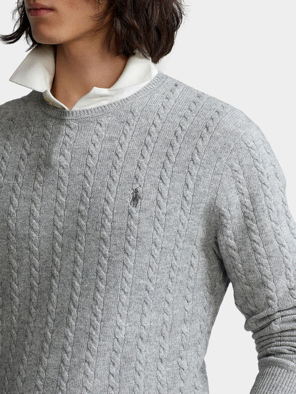 Gray sweater with figural texture - 4
