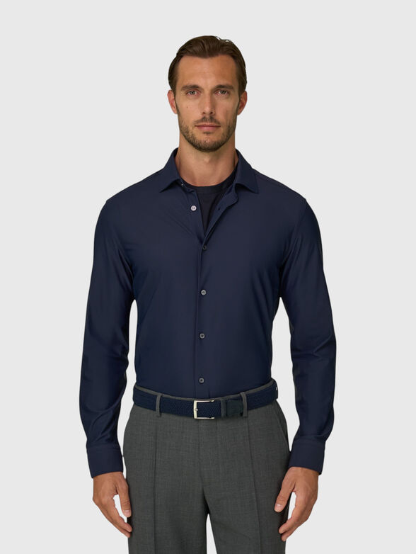 Dark blue long-sleeved shirt - 1