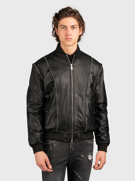 Leather jacket with accent zips - 1