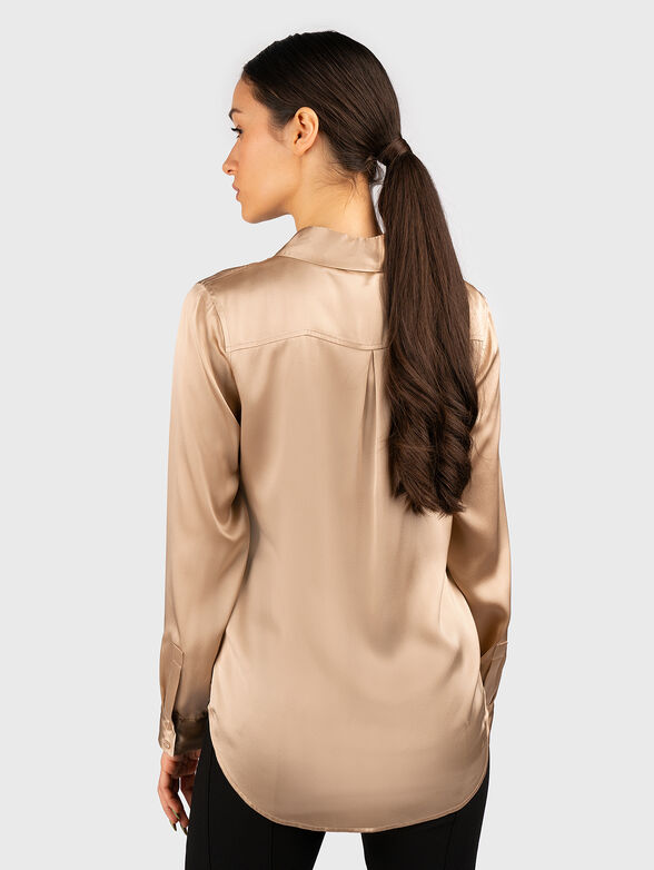 Shirt with satin effect in beige  - 3