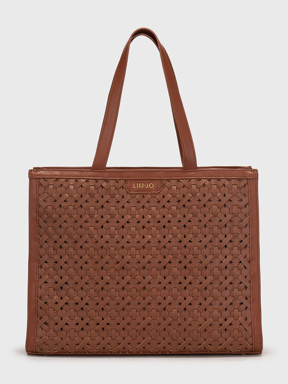 Чанта с преплетена текстура и лого детайл - 1