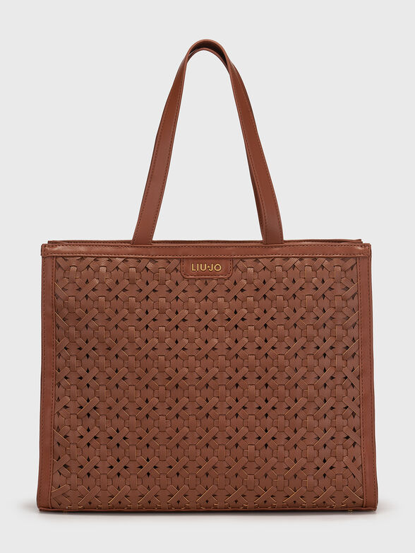 Tote bag with woven texture and logo detail - 1