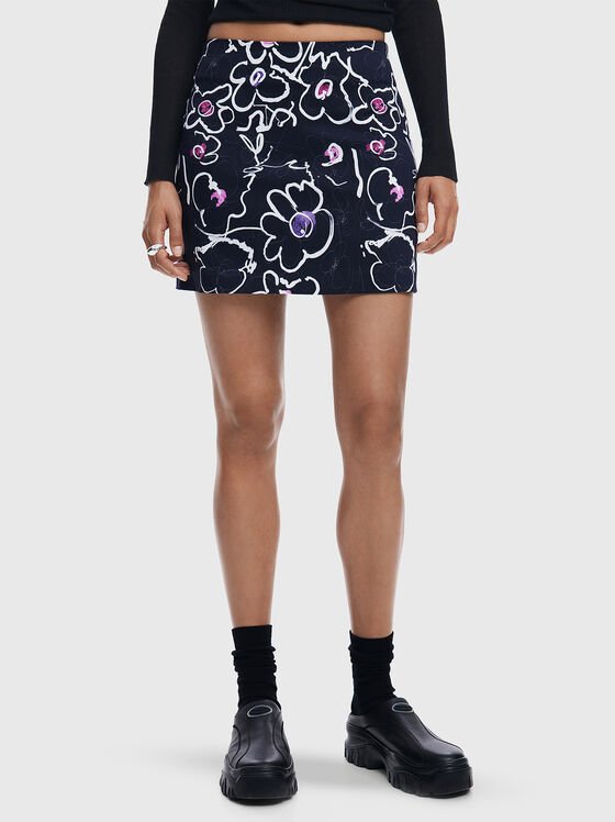 Mini skirt with floral print - 1