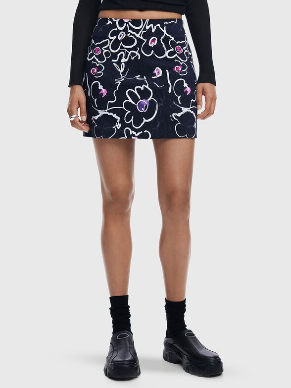 Mini skirt with floral print - 1