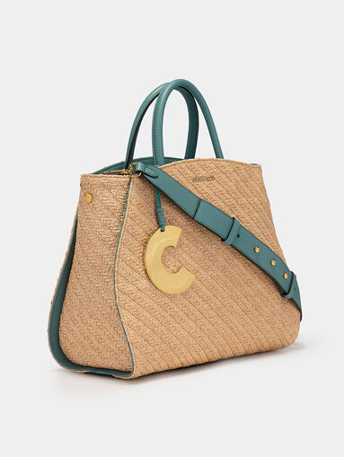 Mixed leather and raffia bag - 4