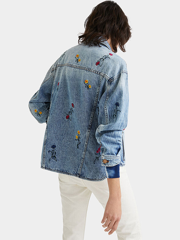 Asymmetrical denim jacket with floral details - 6