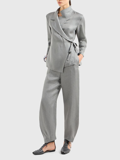 Trousers with wide legs in grey colour - 4