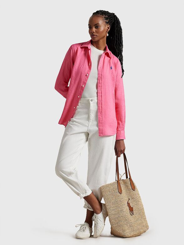 Pink shirt with logo embroidery - 1