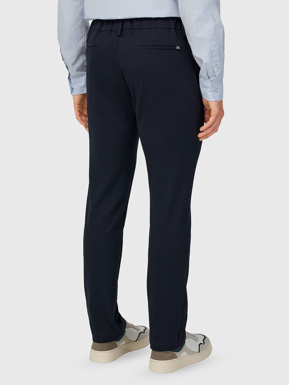 Dark blue cotton blend pants - 2