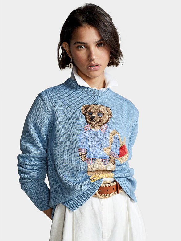 Blue sweather with Polo Bear accent - 1