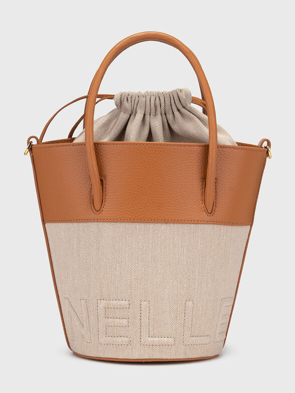 Leather and textile bucket bag - 1