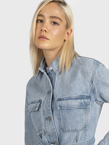Denim shirt dress with belt - 4