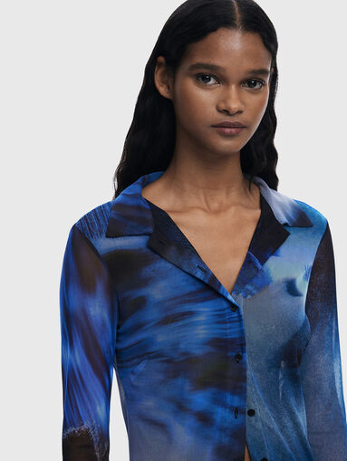 Tulle shirt with abstract print - 4