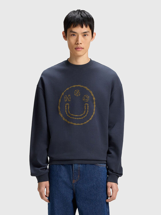 Памучен суитшърт с лого принт - 1