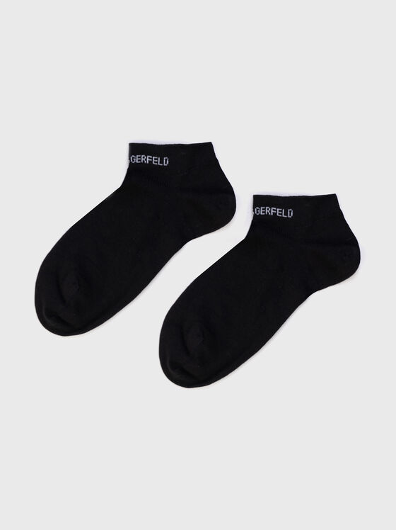 Black sneaker socks with logo accent - 1