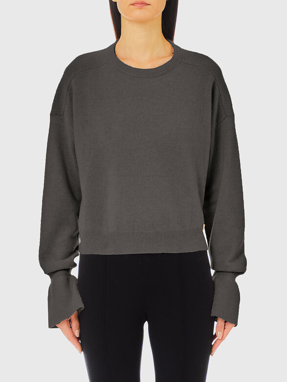 Sweater with accent cuffs in beige - 2