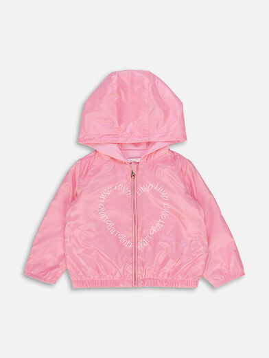 Pink jacket with hood and logo print - 1
