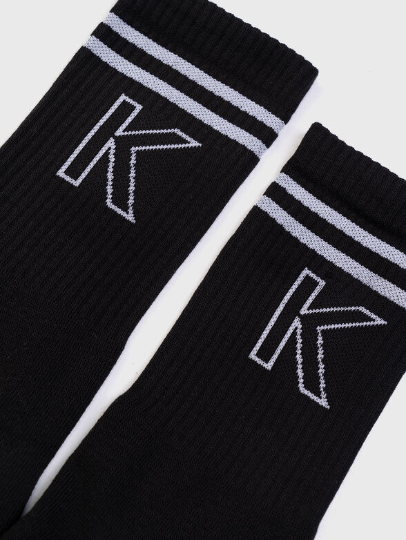 Black socks with contrasting logo  - 2