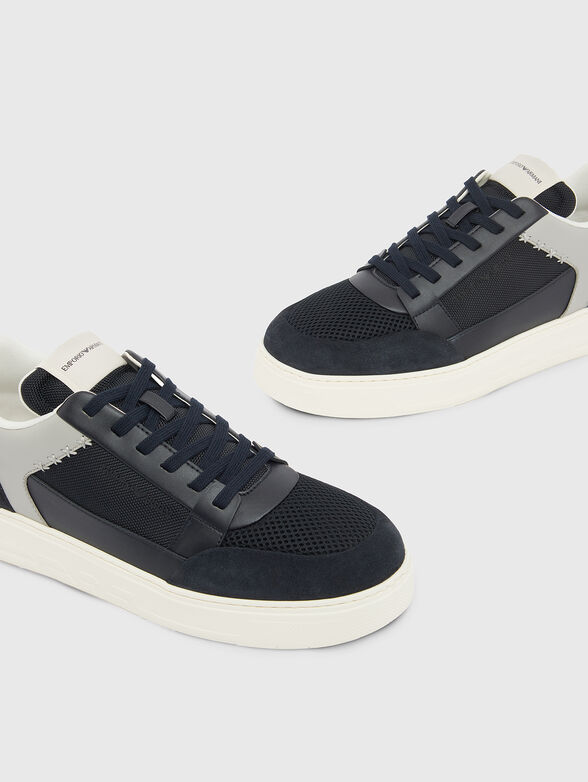 Dark blue sneakers with mesh details - 4