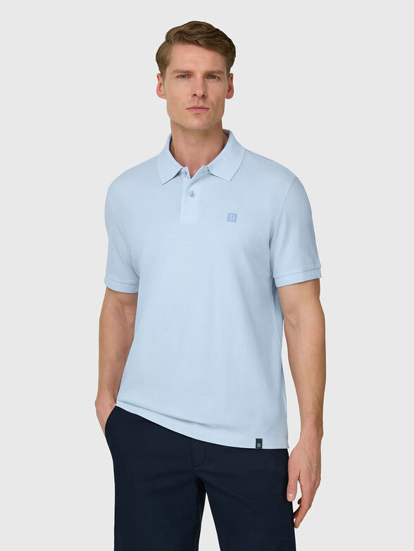 Light blue pique polo shirt - 1