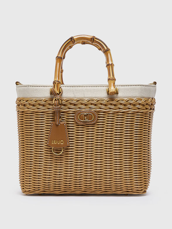 Small raffia bag with logo detail - 1