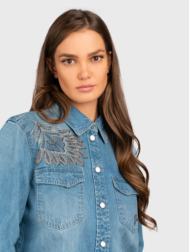 Denim shirt with embroidery  - 5