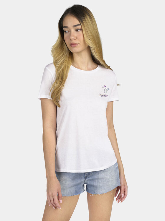Бяла тениска HOLLYWOOD HEELS с принт - 1