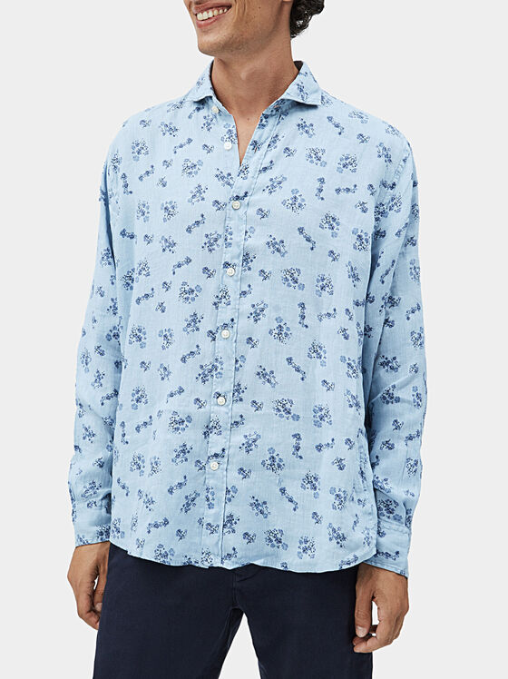 Синя риза BROADWELL с флорален принт - 1