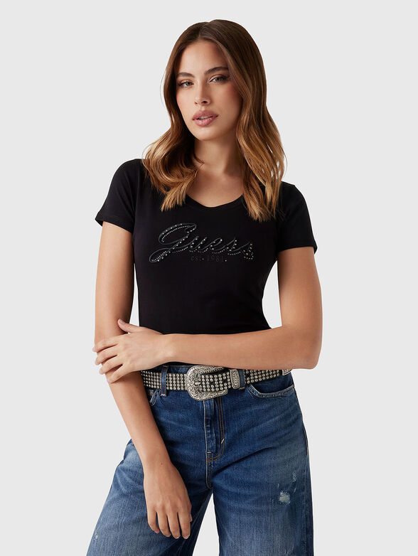 Cotton T-shirt with oval neckline - 1