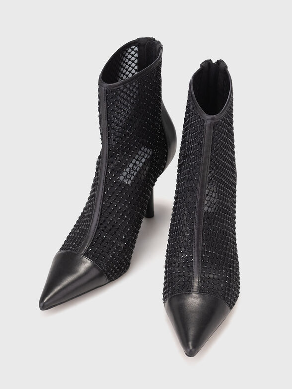 Leather heeled boots with rhinestones - 6
