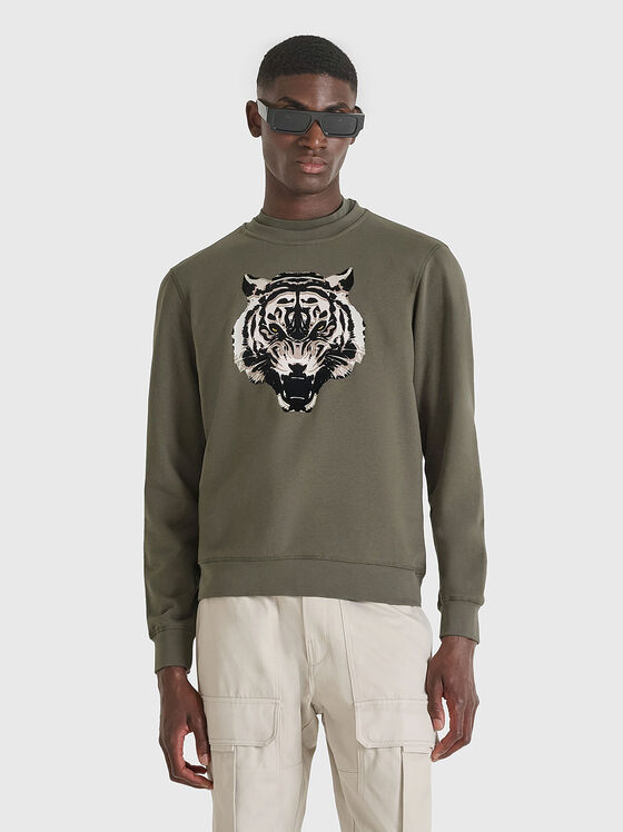 Памучен суитшърт с принт - 1