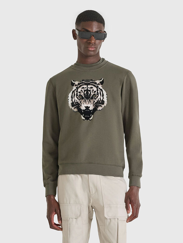 Black cotton sweatshirt with accent print - 1