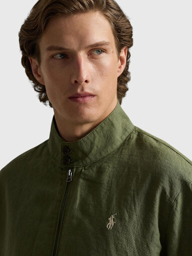 Linen jacket with logo detail - 4