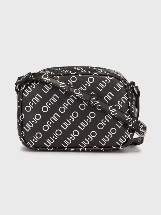 Черна кросбоди чанта с лого принт - 1