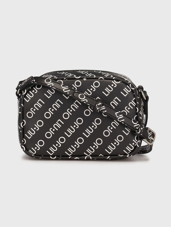 Black crossbody bag with embossed logo - 1