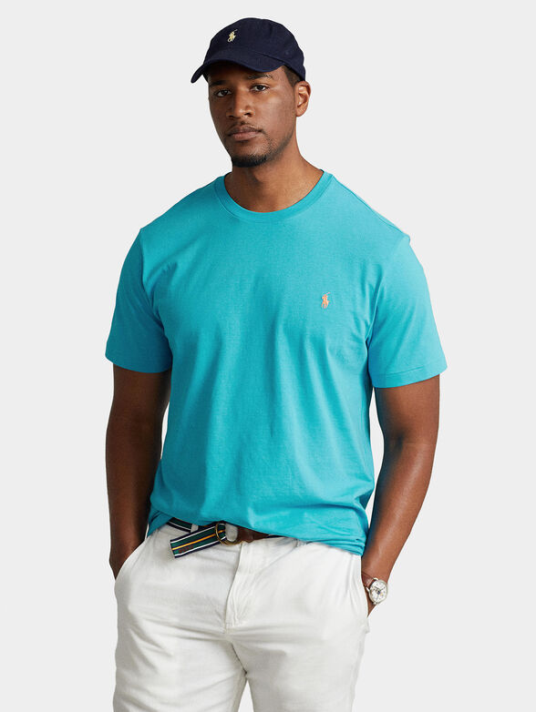 T-shirt with logo accent in turquoise color - 1