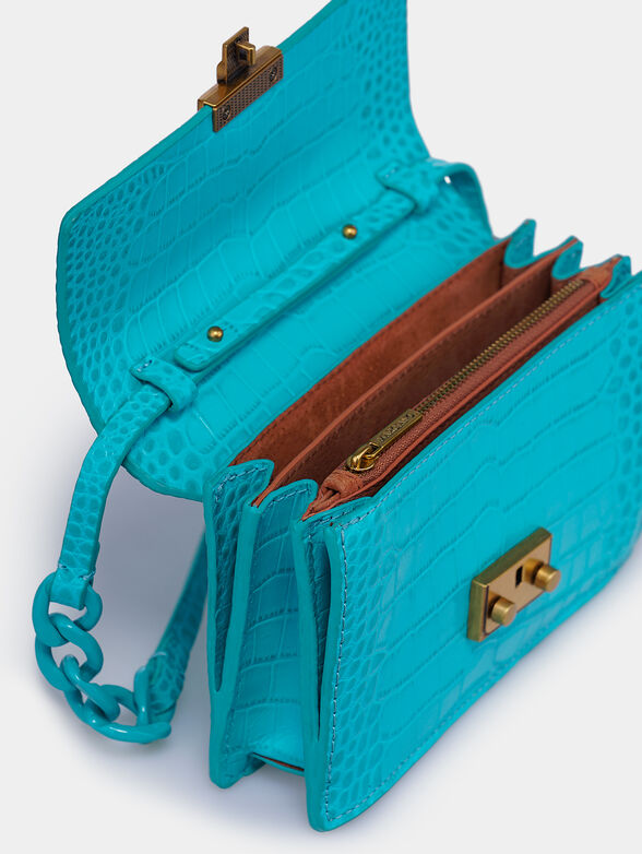 Blue crossbody bag with animal print - 4